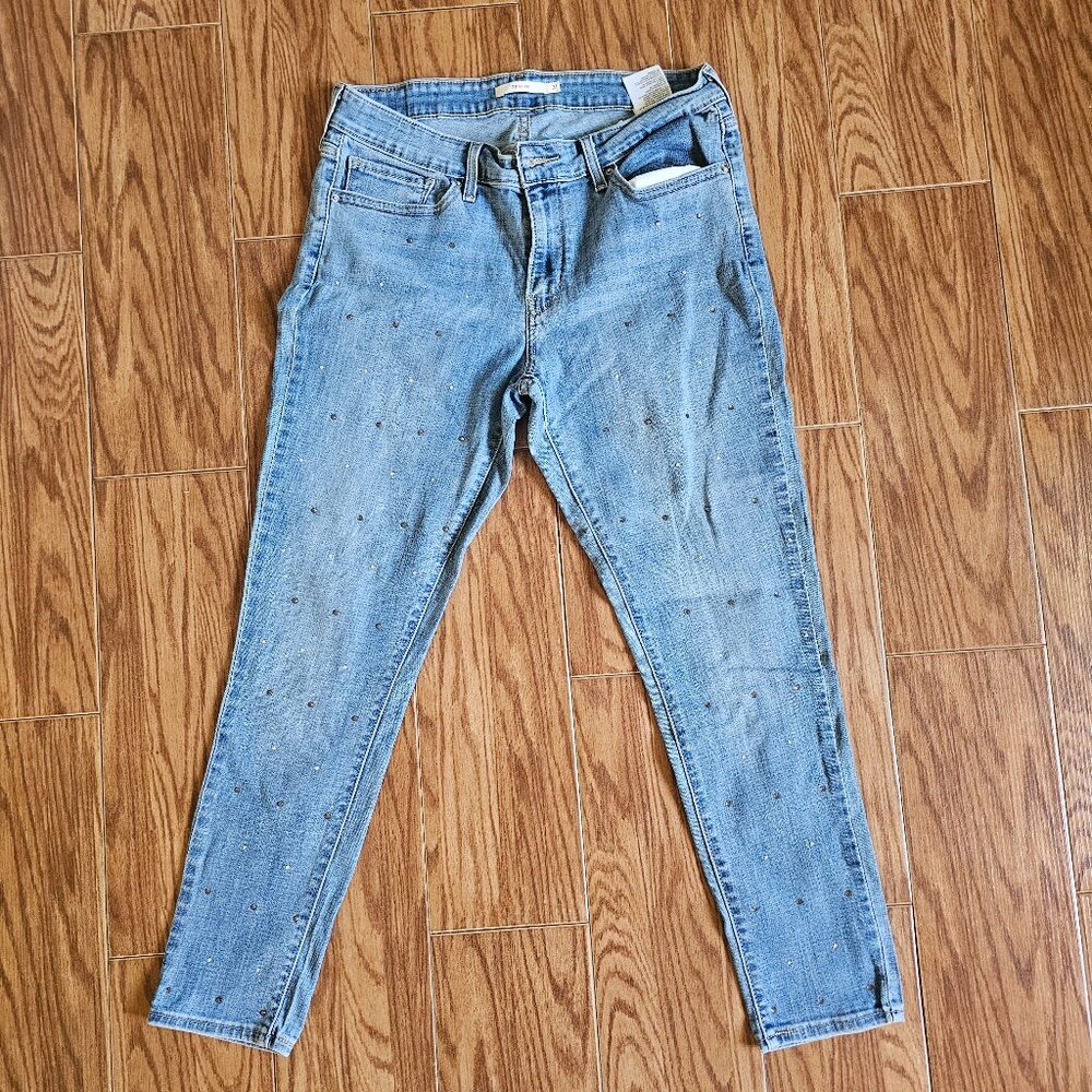 ✨ Levi's 711 Bejeweled Skinny Jeans – Size 31, Light Wash